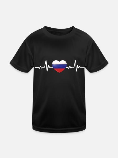 Russie Cœur Drapeau russe - T-shirt sport Enfant - noir - Devant