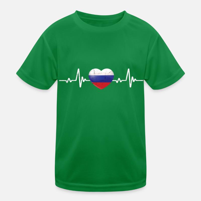 Russian Heart Flag Retro Kids Functional T-Shirt