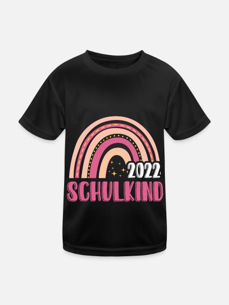 Schulkind 2022 Regenbogen - Kinder Funktions-T-Shirt - Schwarz - Vorne
