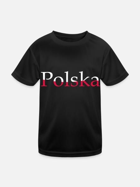Polska - Polen - Kinder Funktions-T-Shirt - Schwarz - Vorne