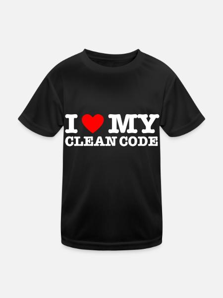 I Heart My Clean Code - Funny Gift Programer - Kinder Funktions-T-Shirt - Schwarz - Vorne
