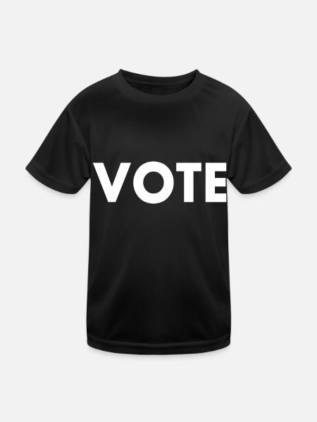 Vote - Kinder Funktions-T-Shirt - Schwarz - Vorne