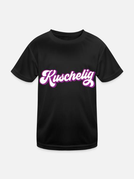 kuschelig | Farben änderbar - Kinder Funktions-T-Shirt - Schwarz - Vorne