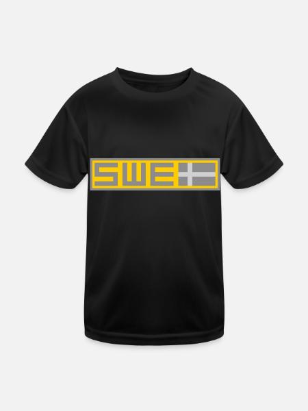 Sweden Tactical Flag - Kids Functional T-Shirt - black - Front