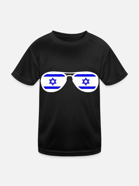 Israel - Kinder Funktions-T-Shirt - Schwarz - Vorne