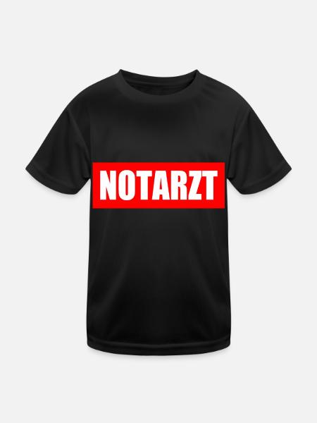 Notarzt - Kinder Funktions-T-Shirt - Schwarz - Vorne
