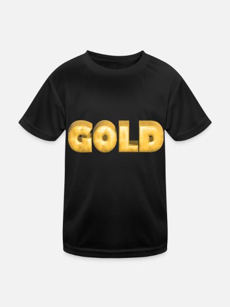 GOLD gold Gold Text Schrift Barren - Kinder Funktions-T-Shirt - Schwarz - Vorne
