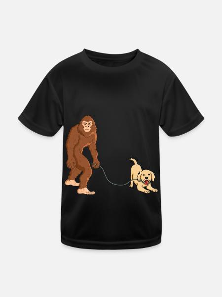 Bigfoot Walking Labrador Hundeliebhaber - Kinder Funktions-T-Shirt - Schwarz - Vorne