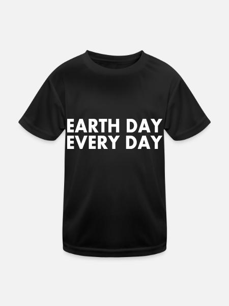 Earth day every day - Kinder Funktions-T-Shirt - Schwarz - Vorne