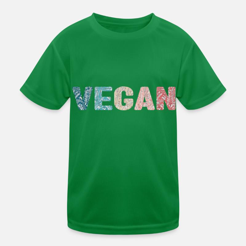 Vegan - botanical pattern - holiday color Kids Functional T-Shirt