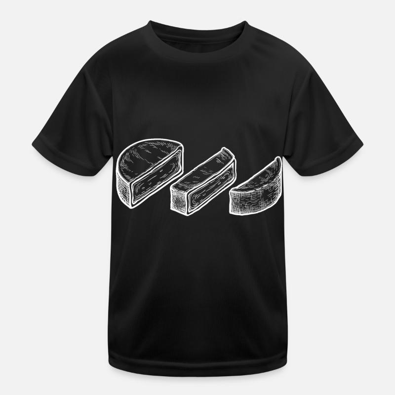 Camembert Käse - Kinder Funktions-T-Shirt - Schwarz