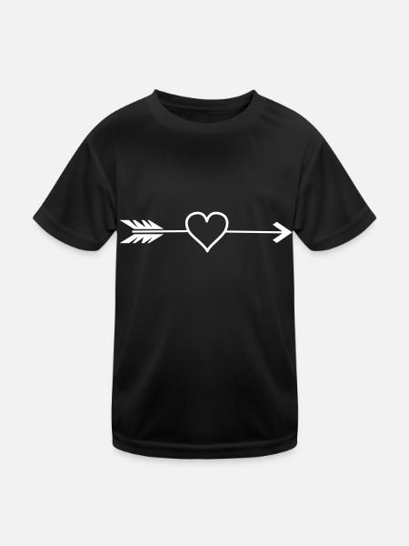 pfeil herz - Kinder Funktions-T-Shirt - Schwarz - Vorne
