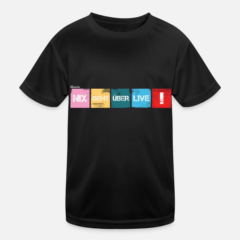 "Nix geht über live!" V2 dunkler Stoff Kinder Funktions-T-Shirt