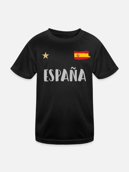 Espagne Maillot de football Drapeau espagnol - T-shirt sport Enfant - noir - Devant