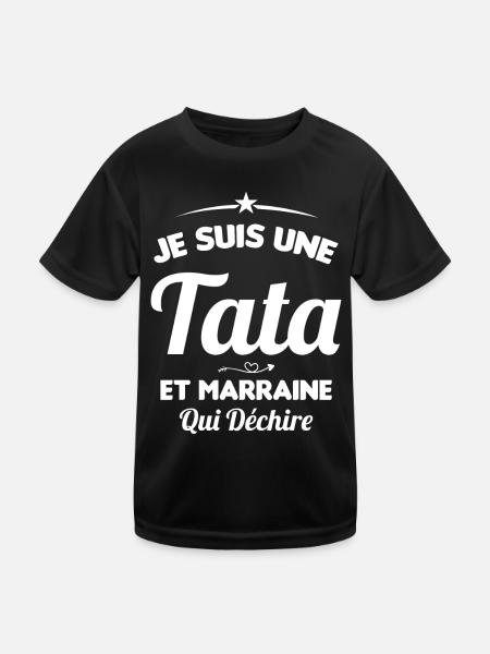 Je Suis Une Tata et Marraine Qui Déchire - T-shirt sport Enfant - noir - Devant