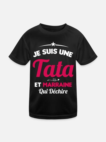 Je Suis Une Tata et Marraine Qui Déchire - T-shirt sport Enfant - noir - Devant