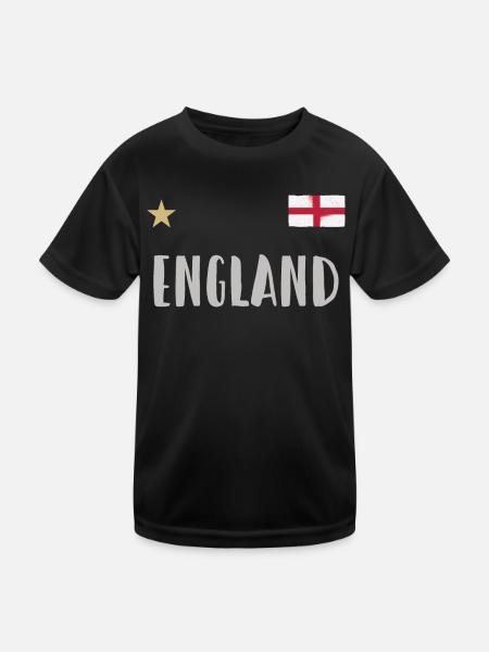 England Fußball Trikot Englische Flagge - Kinder Funktions-T-Shirt - Schwarz - Vorne