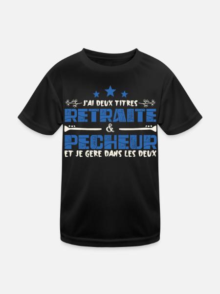 J'ai deux titres Retraite et Pécheur. Cadeau - T-shirt sport Enfant - noir - Devant