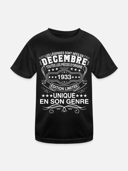 Les Légendes Sont Nées En Décembre 1933 Cadeau - T-shirt sport Enfant - noir - Devant