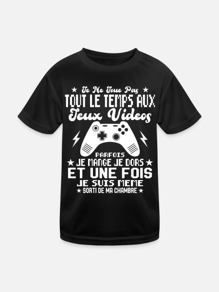 Je ne joue pas tout le temps aux jeux vidéos - T-shirt sport Enfant - noir - Devant