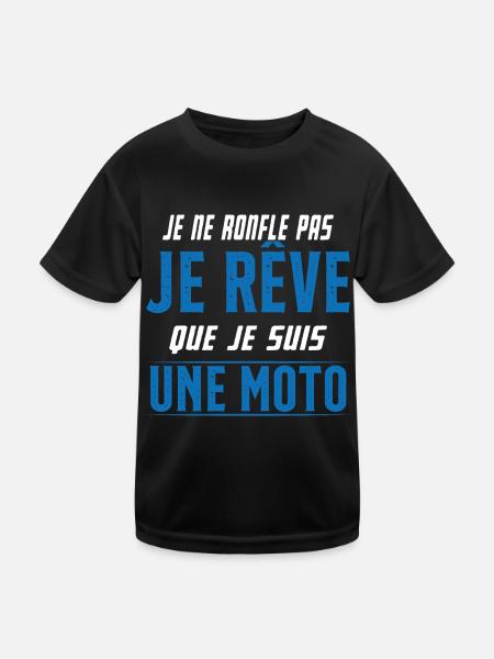 Je ne ronfle pas je rêve de moto ma passion - T-shirt sport Enfant - noir - Devant
