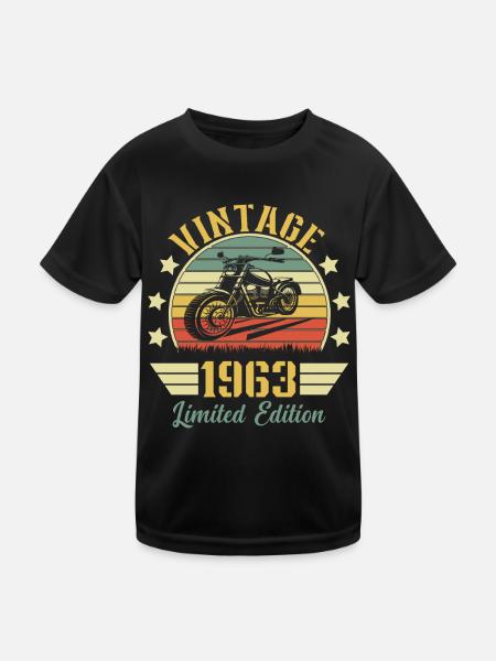 Vintage 1963 Retro Motorrad Geburtstagsgeschenk - Kinder Funktions-T-Shirt - Schwarz