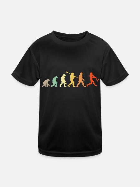 Baseball Evolution Baseball Spieler Geschenk - Kinder Funktions-T-Shirt - Schwarz - Vorne
