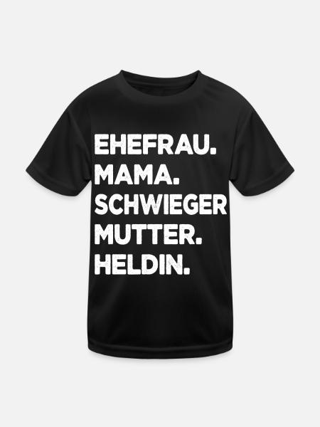 Schwiegermutter Ehefrau Mama Heldin Schwiegermama - Kinder Funktions-T-Shirt - Schwarz - Vorne