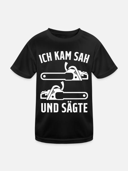 Kettensäge Holzfäller Förster - Kinder Funktions-T-Shirt - Schwarz - Vorne