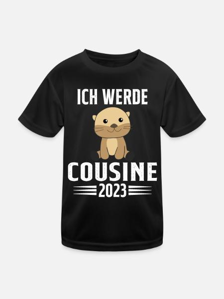 Ich werde Cousin 2023 - Kinder Funktions-T-Shirt - Schwarz - Vorne
