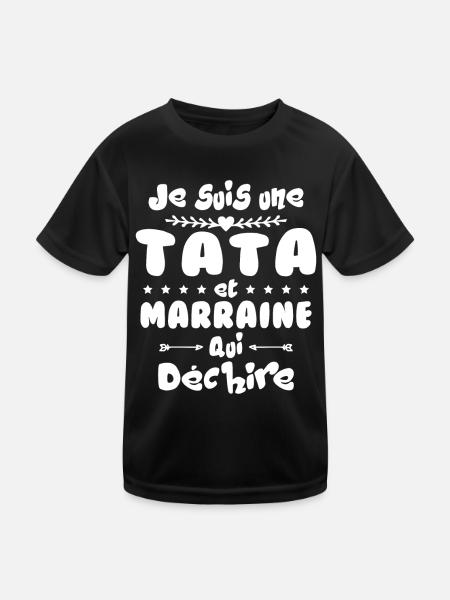 Je suis une Tata et Marraine qui déchire - T-shirt sport Enfant - noir - Devant