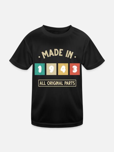 1943 Vintage Geburtstagsgeschenk 1943 - Kinder Funktions-T-Shirt - Schwarz - Vorne