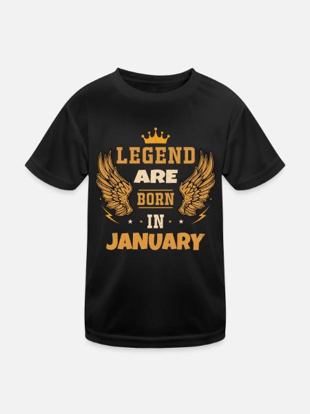 Die im Januar geborene Legende als Geburtstagsgeschenk - Kinder Funktions-T-Shirt - Schwarz - Vorne