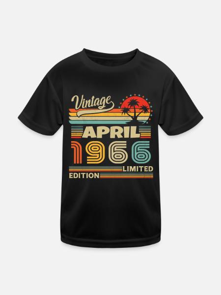 April 1966 Anniversary April 1966 April - Kids Functional T-Shirt - black - Front