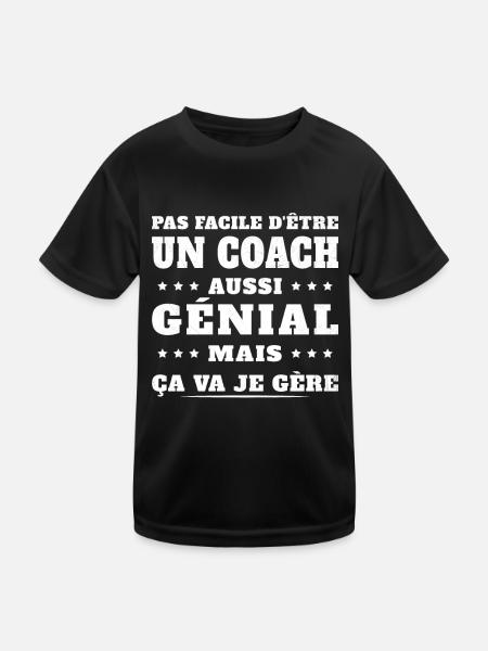 Pas Facile D'être un Coach Aussi Génial Humour - T-shirt sport Enfant - noir - Devant