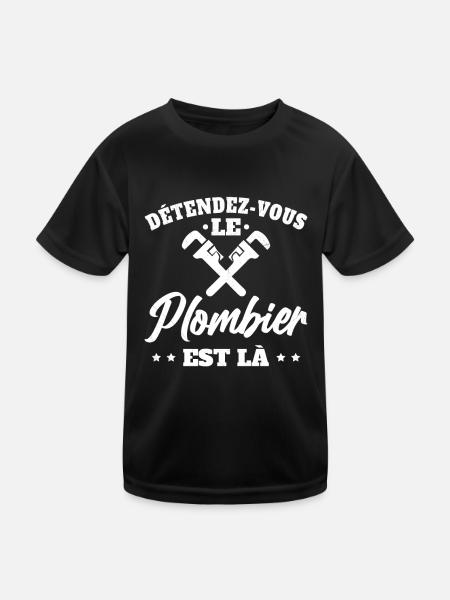 Détendez-Vous Le Plombier Est Là Plomberie - T-shirt sport Enfant - noir - Devant