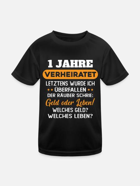 1 Jahre verheiratet zynisch 1 Hochzeitstag - Kinder Funktions-T-Shirt - Schwarz - Vorne
