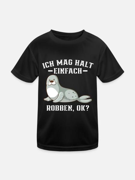 Robbe - Ich mag halt einfach Robben Ok? - Kinder Funktions-T-Shirt - Schwarz