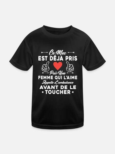 Ce mec est déjà pris par une femme qui l'aime - T-shirt sport Enfant - noir - Devant