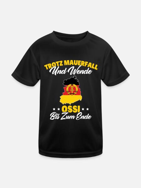 Trotz Mauerfall Und Wende Ossi Bis Zum Ende - Kinder Funktions-T-Shirt - Schwarz - Vorne