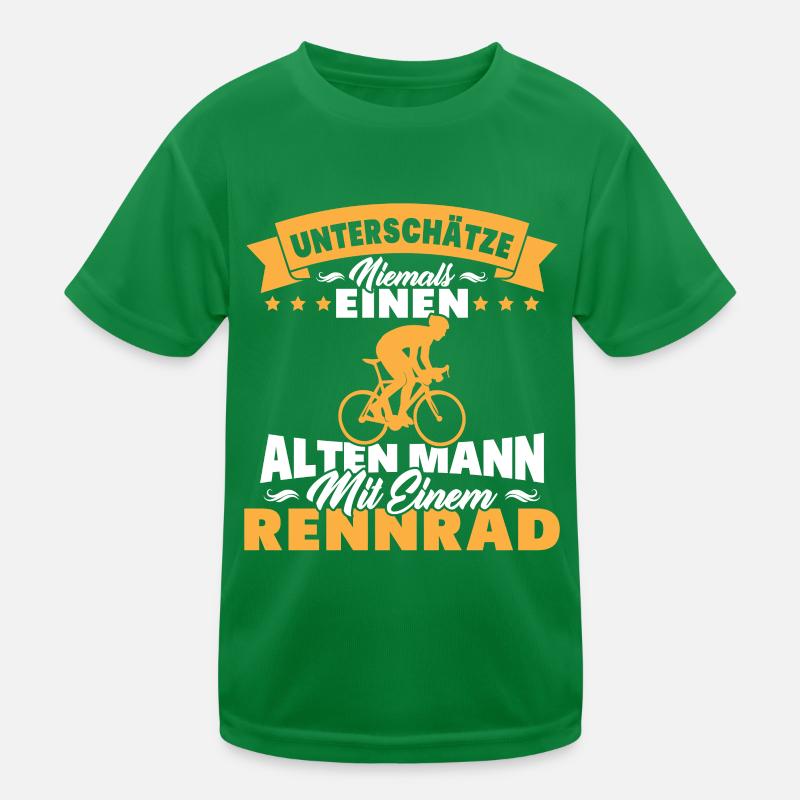 Alten mann mit einem Rennrad Kinder Funktions-T-Shirt