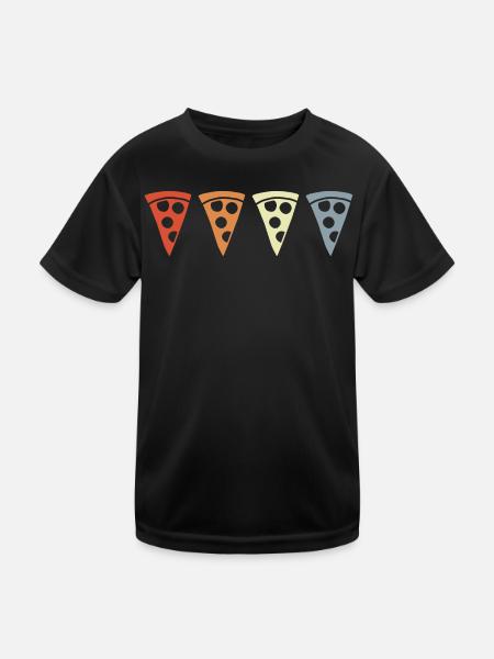 Vintage Pizzastück - Kinder Funktions-T-Shirt - Schwarz