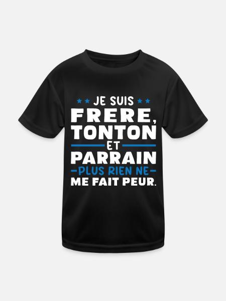Frère tonton et Parrain - T-shirt sport Enfant - noir - Devant