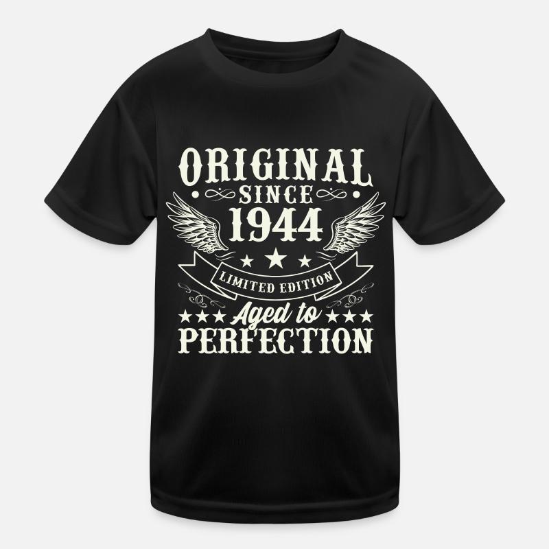 Vintage 1944 Geburtstagsgeschenk - Kinder Funktions-T-Shirt - Schwarz