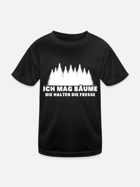 Ich Mag Bäume Die Halten Die Fresse - Kinder Funktions-T-Shirt - Schwarz - Vorne