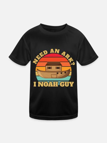 Need an Ark I Noah Guy Jesus Christian Vintage - Kids Functional T-Shirt - black - Front