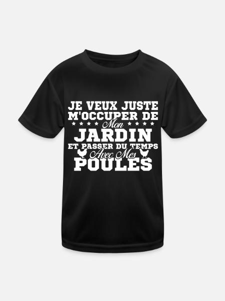 M'occuper de mon jardin Cadeau jardinier poules - T-shirt sport Enfant - noir - Devant