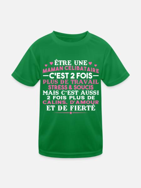 Maman Célibataire 2fois plus dAmour Fête des Mères - T-shirt sport Enfant - vert - Devant