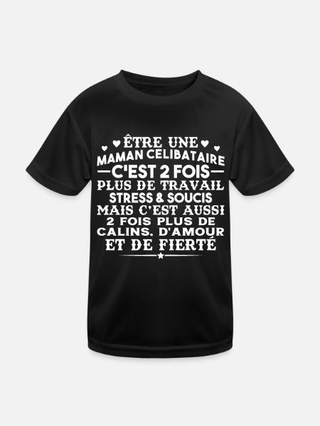Maman Célibataire 2fois plus dAmour Fête des Mères - T-shirt sport Enfant - noir - Devant