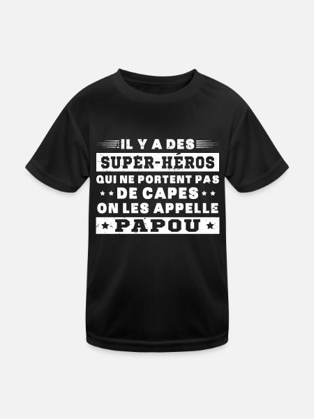 Papou super héros cadeau grand-père - T-shirt sport Enfant - noir - Devant